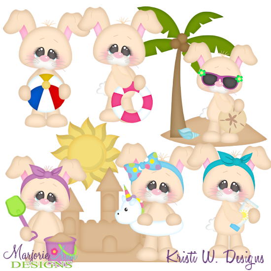 Beach Bunnies SVG Cutting Files + Clipart - Click Image to Close